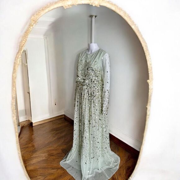 ASOS Fairytale Whimsigoth Sparkly Mirror Sequin Sheer Evening Prom Dress NWT - Picture 5 of 12